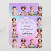 Rainbow Princess Birthday Einladung (Vorne/Hinten)