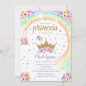 Rainbow Princess Birthday Einladung (Vorderseite)