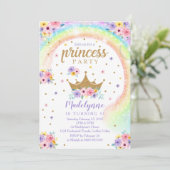 Rainbow Princess Birthday Einladung (Stehend Vorderseite)