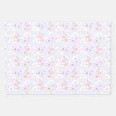 Rainbow Princess Unicorn Party Wrapping Paper Geschenkpapier Set (Vorderseite)