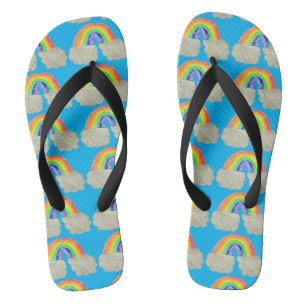 Rainbow Print Flip Flops Badesandalen