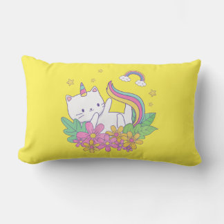 Rainbow Print Kitten Name Lumbar Kissen