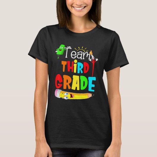 Rainbow Print Third Grade Teacher K T-Shirt (Vorderseite)