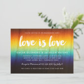 Rainbow Prism Liebe ist Liebe Gay Engagement Party Einladung (Stehend Vorderseite)