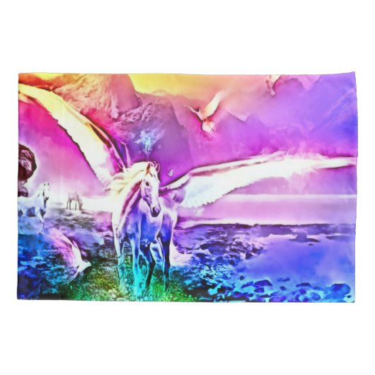 Rainbow Prism Pegasus Fantasy Airbrush Art Kissenbezug (Rückseite)