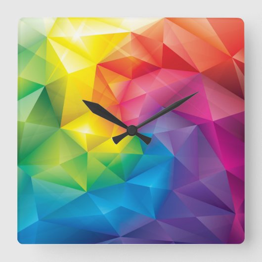 Rainbow Prism Square Wall Clock Quadratische Wanduhr (Vorderseite)