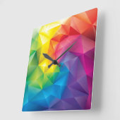 Rainbow Prism Square Wall Clock Quadratische Wanduhr (Winkel)