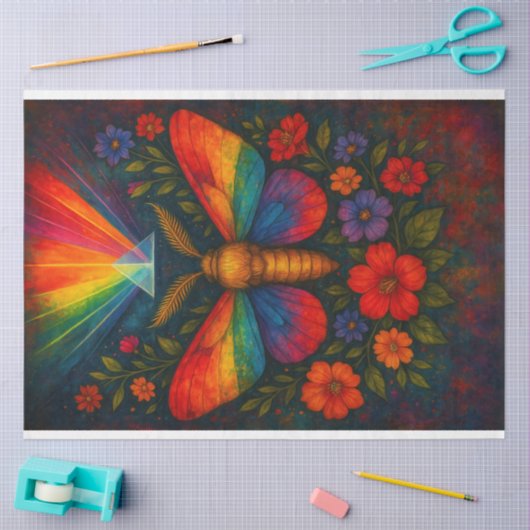 Rainbow Prismatisches Moth Decoupage Papier (Basteln)