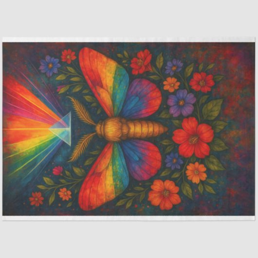 Rainbow Prismatisches Moth Decoupage Papier (Vorderseite)