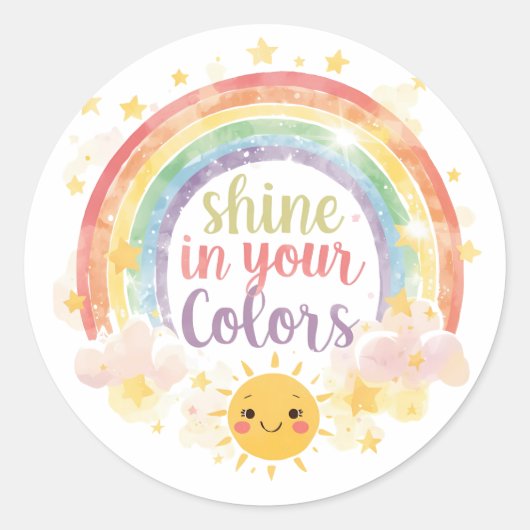 Rainbow Prix Art in Ihren Farben Runder Aufkleber (Vorderseite)