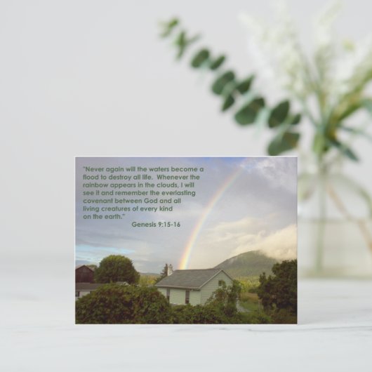 Rainbow Promise Postkarte (Stehend Vorderseite)