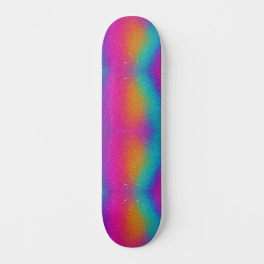 Rainbow Psychedelic Glitzer Neon Skateboard (Vorderseite)