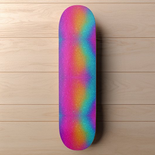 Rainbow Psychedelic Glitzer Neon Skateboard
