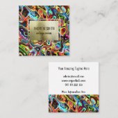 Rainbow Psychedelic Neon Abstrakt Wavy Art Quadratische Visitenkarte (Vorne/Hinten)