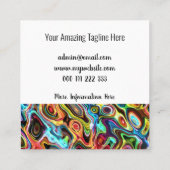 Rainbow Psychedelic Neon Abstrakt Wavy Art Quadratische Visitenkarte (Rückseite)