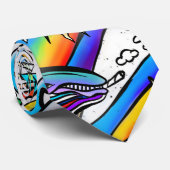 Rainbow Psychedelic Sun & Stars Vibranful Krawatte (Gerollt)
