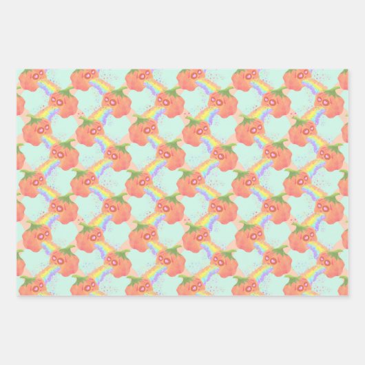 Rainbow Puking Pumpkin Halloween Geschenkpapier Set (Vorderseite)