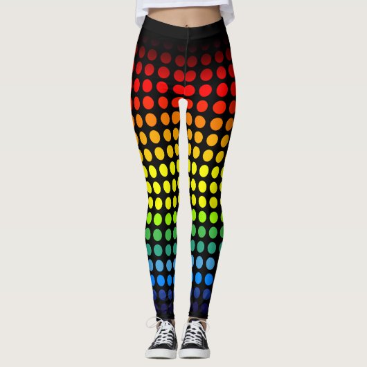 Rainbow-Punkte auf schwarz Leggings (Vorderseite)