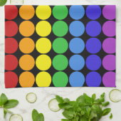 Rainbow-Punkte-Kreise farbenfroh auf schwarz Geschirrtuch (Gefaltet)