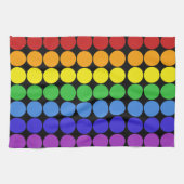 Rainbow-Punkte-Kreise farbenfroh auf schwarz Geschirrtuch (Horizontal)