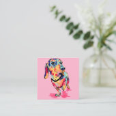 Rainbow Pup Quadratische Visitenkarte (Stehend Vorderseite)
