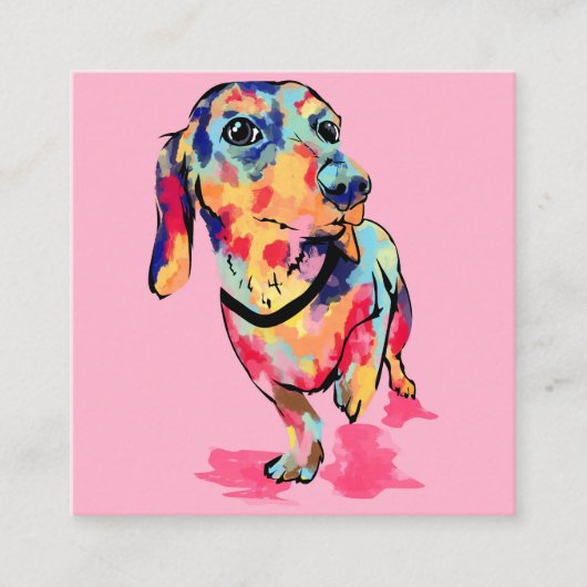 Rainbow Pup Quadratische Visitenkarte (Vorderseite)