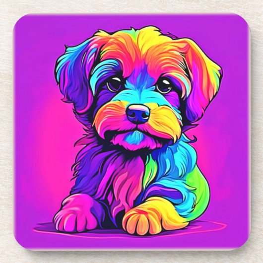 Rainbow Puppy Arts Getränkeuntersetzer (Vorderseite)