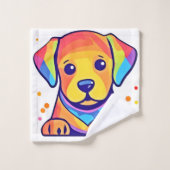 Rainbow Puppy-Liebe Badhandtuch Set (Waschlappen)