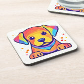 Rainbow Puppy-Liebe Getränkeuntersetzer (Linke Seite)