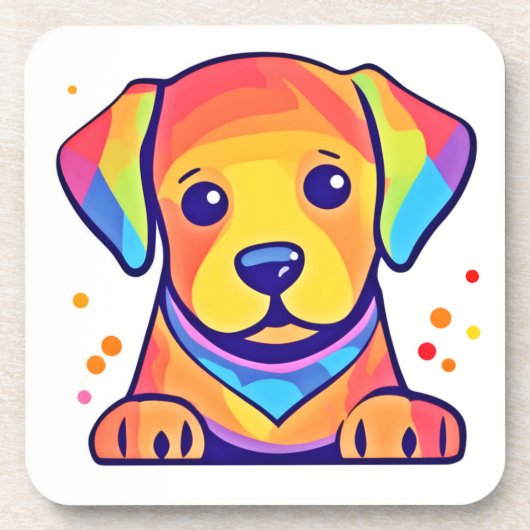 Rainbow Puppy-Liebe Getränkeuntersetzer (Vorderseite)