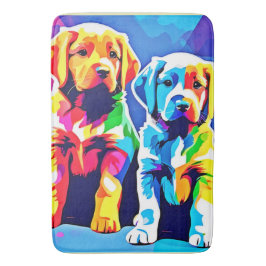 Rainbow Pups: Spielendes Duo Badematte