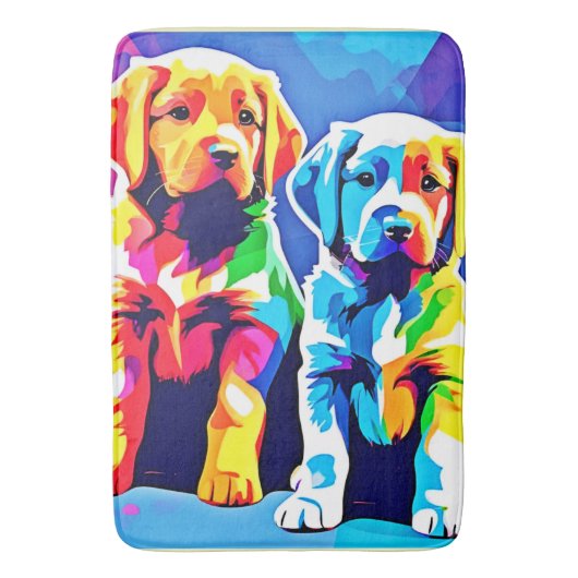 Rainbow Pups: Spielendes Duo Badematte (Vorderseite Vertikal)