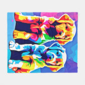 Rainbow Pups: Spielendes Duo Fleecedecke (Vorderseite (Horizontal))