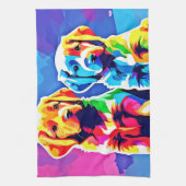 Rainbow Pups: Spielendes Duo Geschirrtuch (Vertikal)