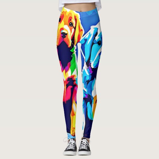 Rainbow Pups: Spielendes Duo Leggings (Vorderseite)