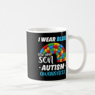 Rainbow Puzzle Autism Ich trage Blau für Sohn Auti Kaffeetasse