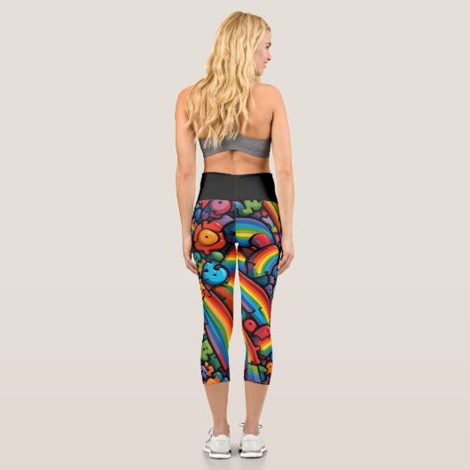 Rainbow Puzzle Capri Leggings (Rückseite)