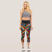 Rainbow Puzzle Capri Leggings (Vorderseite)