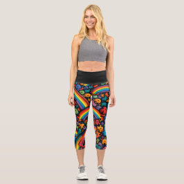 Rainbow Puzzle Capri Leggings