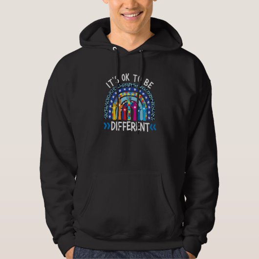 Rainbow Puzzle Piece Autism Awareness Its Ok To Be Hoodie (Vorderseite)