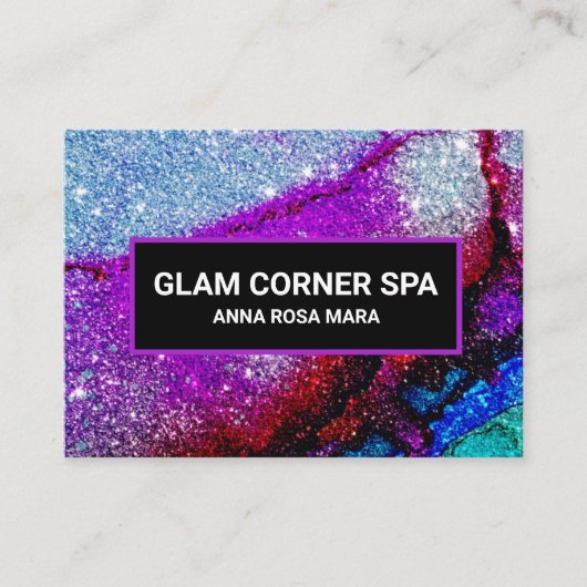 *~* Rainbow QR Glitzer Glitz Glam Luxe Beauty Visitenkarte (Vorderseite)