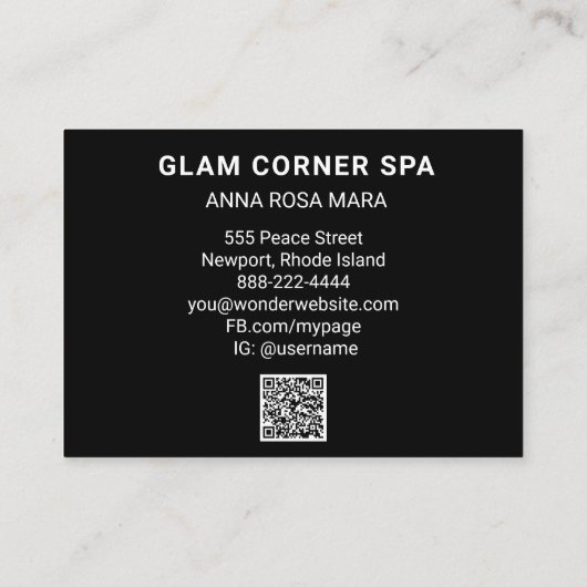 *~* Rainbow QR Glitzer Glitz Glam Luxe Beauty Visitenkarte (Rückseite)