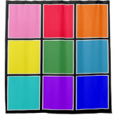 Rainbow-Quadrate auf schwarz Duschvorhang (Vorderseite)