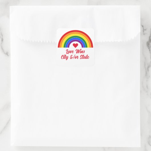 Rainbow Quadratischer Aufkleber (Tasche)