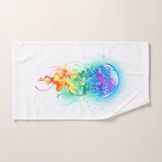 Rainbow-Qualle Badhandtuch Set (Handtuch)