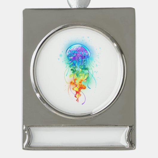 Rainbow-Qualle Banner-Ornament Silber (Vorderseite)