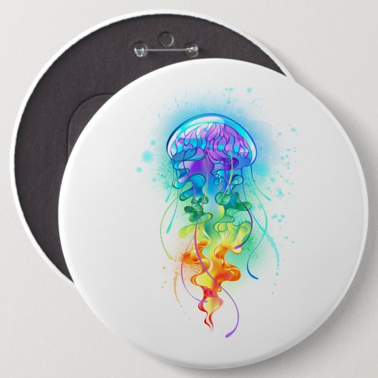 Rainbow-Qualle Button (Vorne & Hinten)