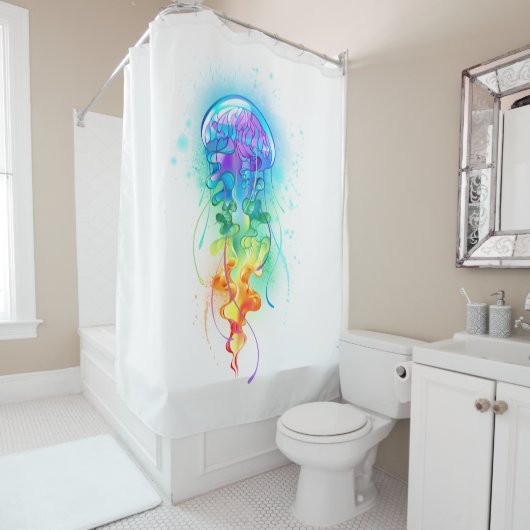 Rainbow-Qualle Duschvorhang (Beispiel)