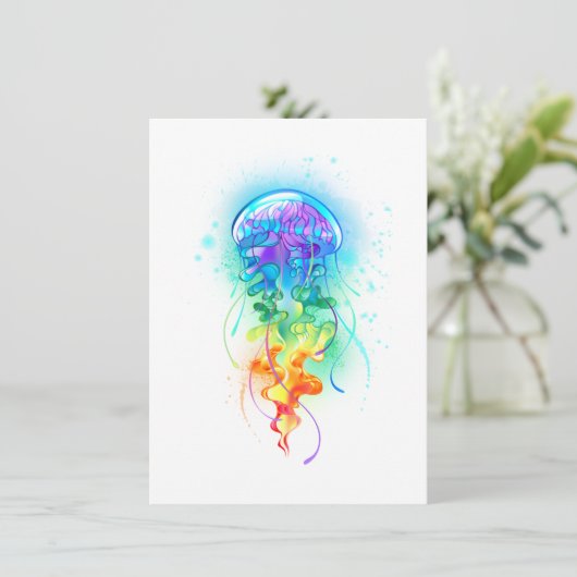 Rainbow-Qualle Feiertagskarte (Stehend Vorderseite)