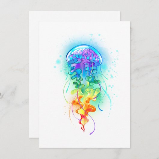 Rainbow-Qualle Feiertagskarte (Vorne/Hinten)